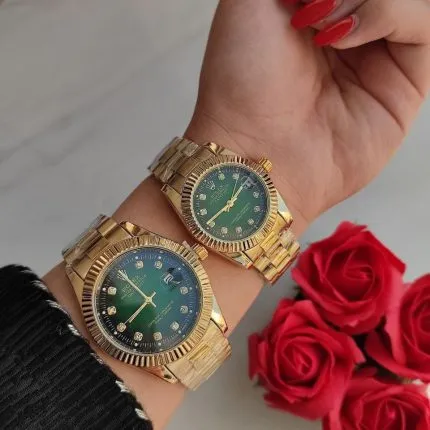 ست ساعت رولکس مردانه زنانه دیت جاست در رنگبندی متنوع – شیشه ذره بینی قفل اصلی Rolex