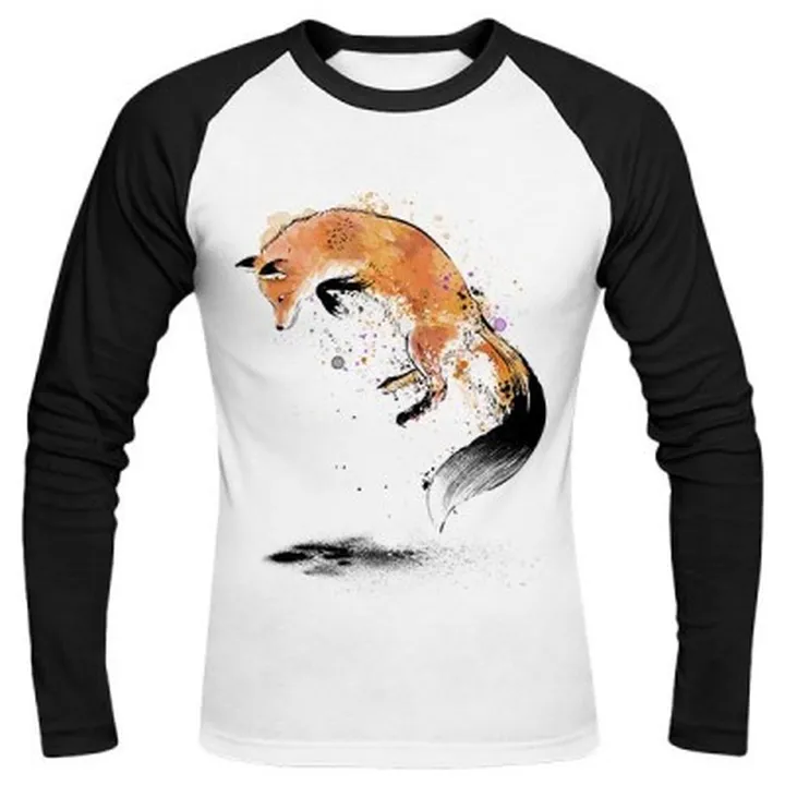 تیشرت آستین بلند رگلان Red Fox jumping into Snow