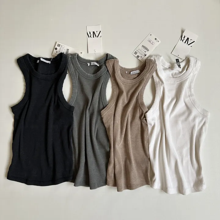 Washed rib tank top zara