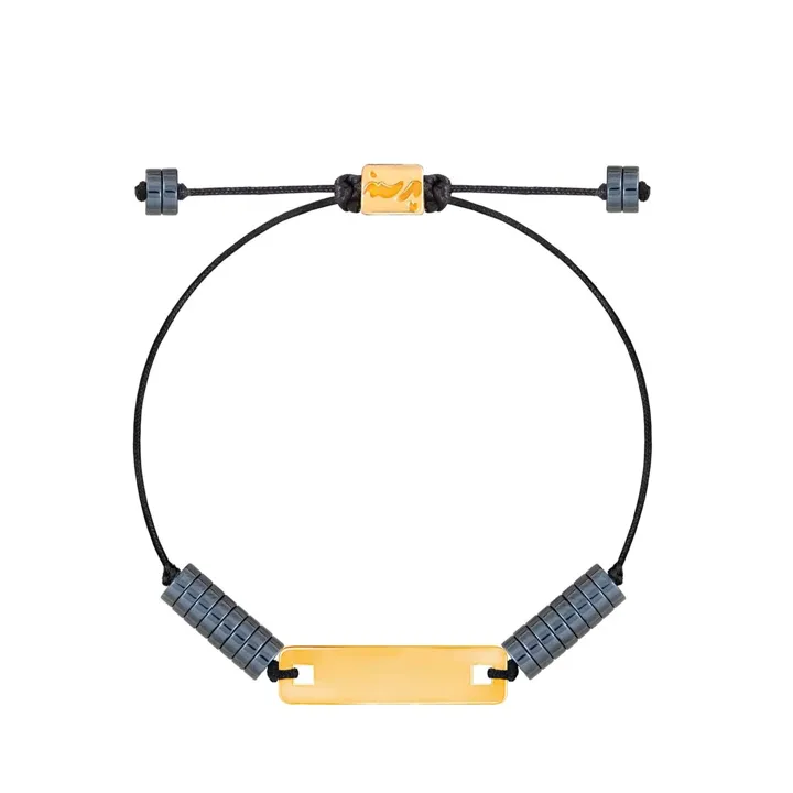 دستبند طلا بافت پلیت و حدید تیره