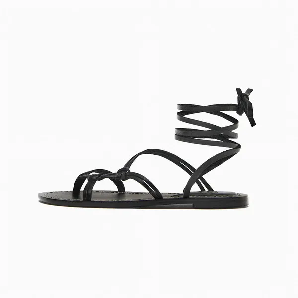 صندل زنانه زارا مدل LOW-HEELED STRAPPY LEATHER