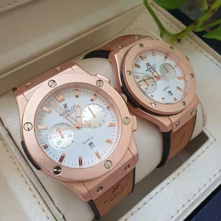 ساعت ست زنانه و مردان�ه هابلوت بند رابر روکش چرم با کیفیت  Hublot 