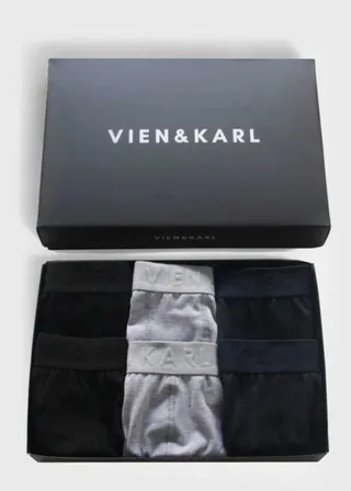 شلوارک لباس زیر جعبه ساده لایکرا سرمه ای طوسی مشکی مردانه برند Vien&Karl کد 1709820708