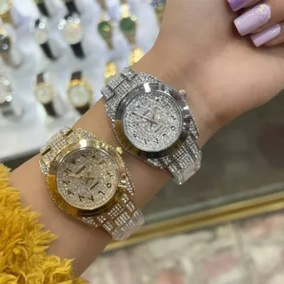 ساعت زنانه فول نگین رولکس دیت جاست رنگ ثاب�ت قفل اصلی – Rolex Datejust