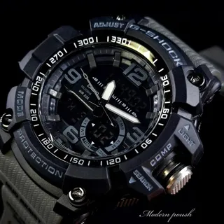 ساعت مچی �مردانه کاسیو جی شاک GSHOCk صفحه مشکی بند طوسی کد 2340