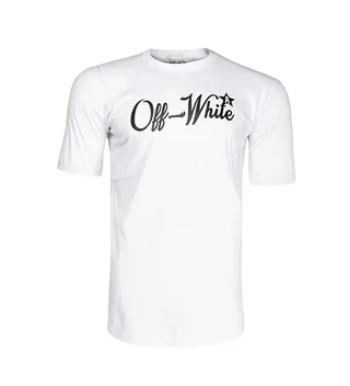 تیشرت OFF WHITE یقه گرد مردانه سفید پنبه طر�ح دار