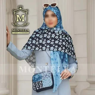 ست �کیف و روسری (شال) بابونه آبی با کیف پاسپورتی و روسری نخی بابونه آبی قواره 130