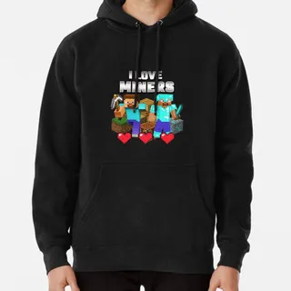 هودی طرح i love miners minecraft, clothing for children and adults, t-shirts, stickers ماینکرافت