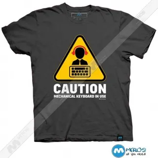 تیشرت طرح CAUTION - MECHANICAL KEYBOARD IN...