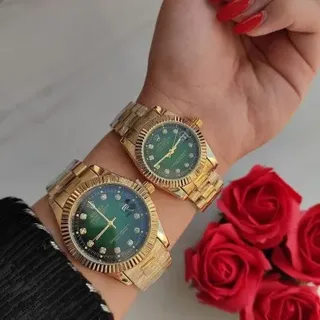 ست ساعت رولکس مردانه زنانه دیت جاست در رنگبندی متنوع – شیشه ذره بینی قفل اصلی Rolex