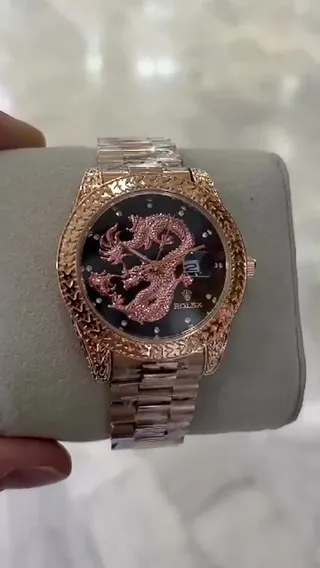 س�اعت مچی مردانه بند استیل قفل مخفی رولکس دراگون Rolex Dragon