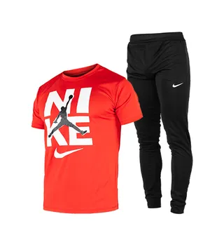 ست تیشرت و شلوار مردانه آستین کوتاه Nike ساده یقه گرد