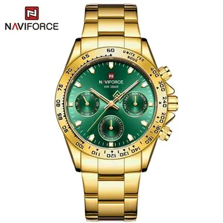 ساعت مچی مردانه بند استیل سه موتور فعال نیوفورس مدل Naviforce 9193