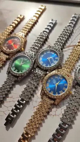 ساعت مچی زنانه فول استون دستبندی رولکس دارای رنگبندی Rolex