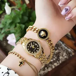 ست زنانه رولکس دیت جاست همراه دستبند ورساچه – ROLEX Datejust