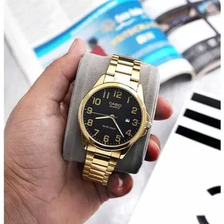 ساعت مچی کاسیو مردانه طلایی مدل 1557 casio باجعبه و باتری اضافه 