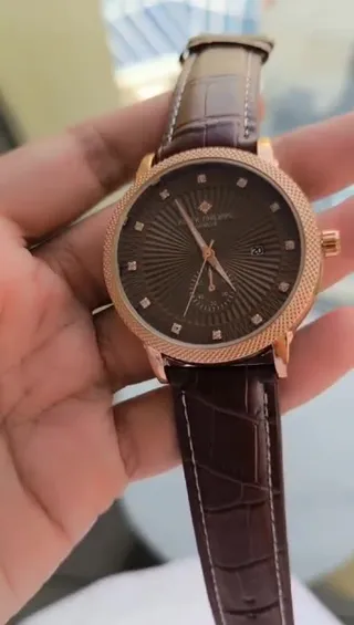 ساعت مچی مردانه بند چرم دوخت دار رن�گ ثابت موتور ژاپن پتک فیلیپ Patek philippe 