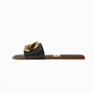 صندل زنانه زارا مدل EMBELLISHED FLAT SLIDER SANDAL...