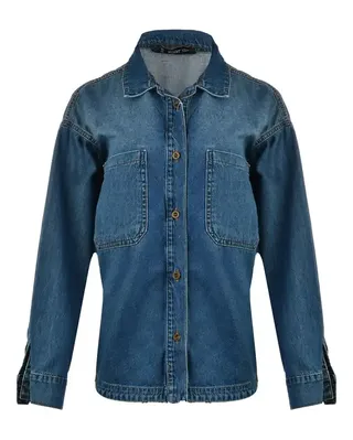 شومیز زنانه جین پایین هلال قد 70 آبی تیره رویال جین Royal Jeans کد 521342