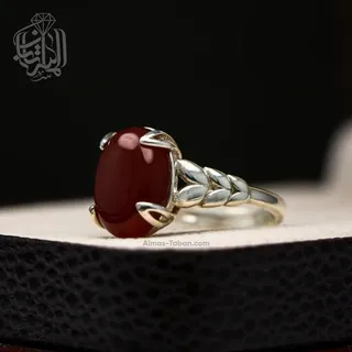 انگشتر نقره زنانه با عقیق سرخ  کد585