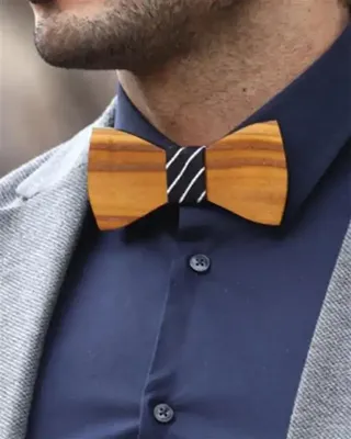 پاپیون م�ردانه چوبی قهوه ای مشکی Happy Bowtie