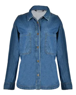 شومیز زنانه جین هلالی قد 70 آبی تیره رو�یال جین Royal Jeans کد 521348