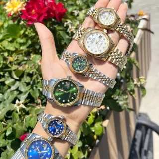 ساعت مچی عقربه ای زنانه و مردانه رولکس مدل دیت جاست صفحه سبز ا Rolex datejust