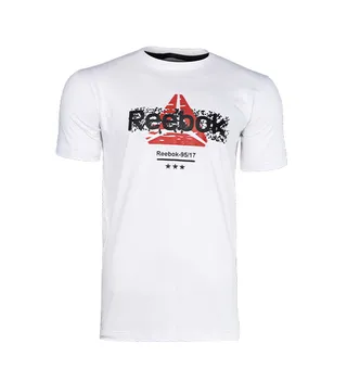 ت�یشرت Reebok یقه گرد مردانه سفید پنبه طرح دار